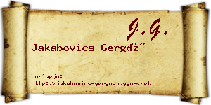 Jakabovics Gergő névjegykártya